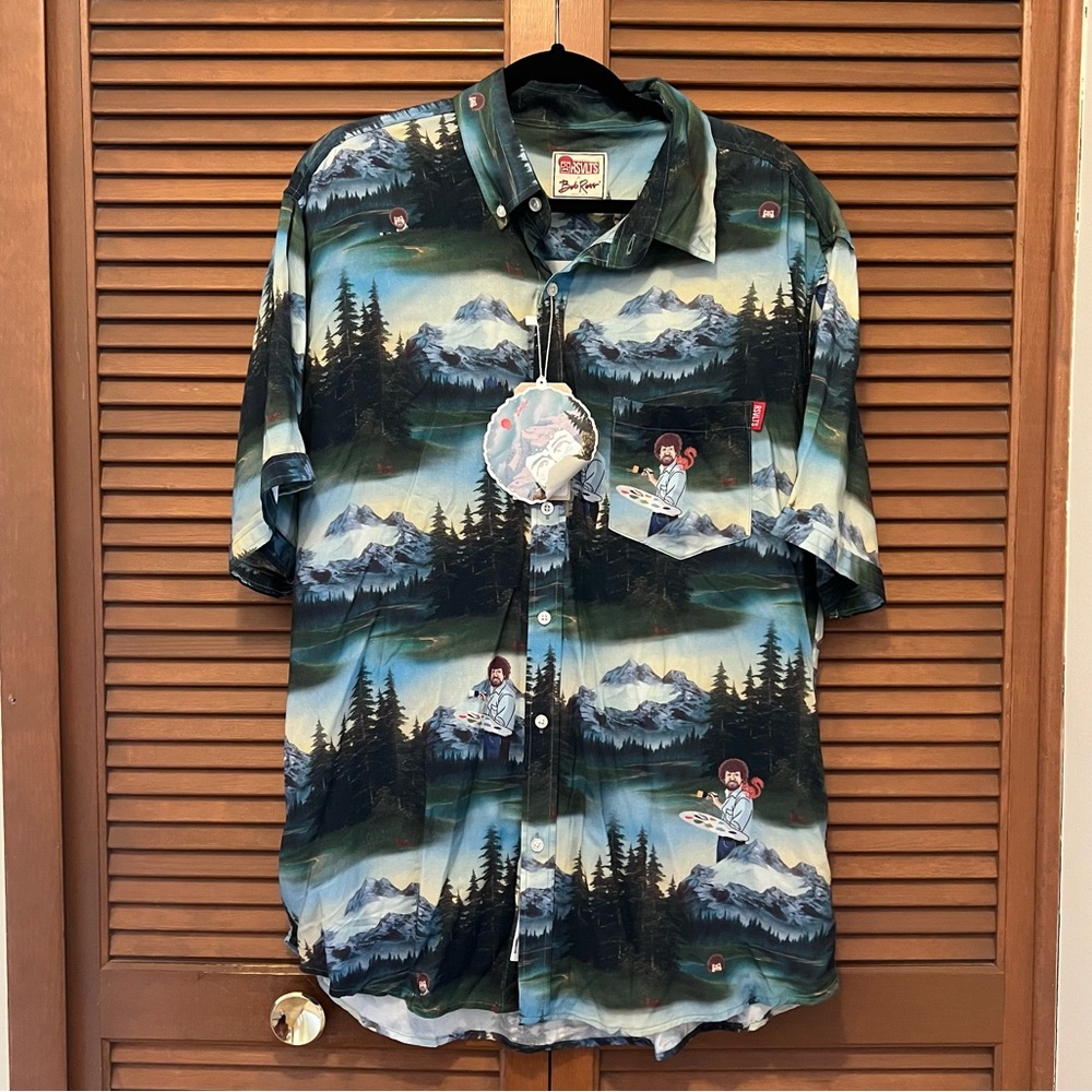 RSVLTS x Bob Ross Happy Little Trees Button Up Shirt Size XL NWT